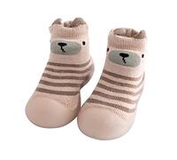 Genérico Zapatos Bebe Primeros Pasos Zapatos Calcetines Bebe, Calcetines Antideslizantes Niño con Suela de Goma Suave Zapatillas Unisex Bebé con Estampado de Dibujos Animados (01 Caqui, 2-3 años)