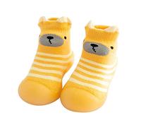 Genérico Zapatos Bebe Primeros Pasos Zapatos Calcetines Bebe, Calcetines Antideslizantes Niño con Suela de Goma Suave Zapatillas Unisex Bebé con Estampado de Dibujos Animados (01 Amarillo, 3-4 años)
