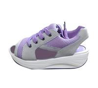 Genérico Zapatos cómodos de malla con suela redonda y suela de cuña para mujer, zapatos de malla oscilante transpirables, sandalias informales deportivas cómodas