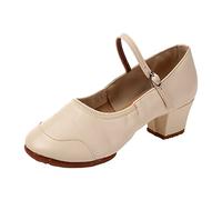 Genérico Zapatos Danza Mujer Punta Cerrada Latina Tango Vals Fiesta Social Salsa Bachata Salsa Sandalias De Baile Para Mujeres Tacón Pequeño Lentejuelas Modernas Para Cha Cha, blanco, 40 EU Étroit
