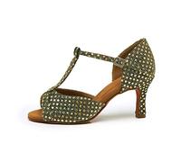 Genérico Zapatos de Baile Latino Mujer, Zapatas Latina Lentejuelas Tacón Alto, Zapato Bailes Profesional de Práctica el Rendimiento, Zapata Brillantes Salón Deportivo Salsa, Tango, Vals para Fiestas