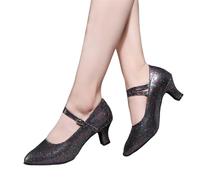 Genérico Zapatos de Baile Latino para Mujer-Zapato Actuación de Práctica para Fiesta de Salón-Zapata Bailes Tango Profesional-Tacón 6cm, Suela de Ante-Zapatas Salsa y Bachata Cerrados Mujeres