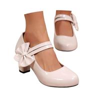 Genérico Zapatos de Baile Tradicionales de tacón Grueso Zapatos de Novia Bailarinas de tacón de Bloque Elegantes con Hebilla (Beige 42)
