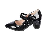 Genérico Zapatos De Baile Tradicionales De Tacón Grueso Zapatos De Novia Bailarinas De Tacón De Bloque Elegantes con Hebilla (Black 41)