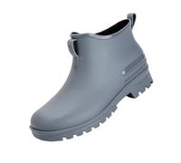 Genérico Zapatos De Fútbol Crampones Hierro Soft Short Rain Boots For Womens Ankle Rainboot Garden Boot Ladies Rubber Outside Work With Comfort Botas Invierno Cálidas, gris, 37 EU