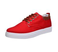 Genérico Zapatos de Lona caña para Hombre Calzado Casual Moderno con Cordones Transpirables y Ligeros Ideales para Caminar Diariamente (Red, 45)