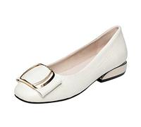 Genérico Zapatos de Mujer Con Horma Ancha Sapatos Mujer Otoño Mujer Zapatos casuales Punta redonda Hebilla de metal Color sólido Patrón cruzado Bambas Mujer Vestir Verano Zapatos Beige (Beige, 38)