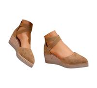 Genérico Zapatos De Mujer Sandalias cuña gamuza punta puntiaguda uela gruesa diseño cómodo antideslizante recortado ire libre Sandalias Barefoot ligeros cómodos elegantes (Khaki, 41)