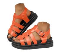Genérico Zapatos De Mujer Sandalias retro de verano tejidas ra mujer zapatos lanos uela gruesa sandalias informales y cómodas Rosa lo Fiesta (Orange, 42)