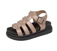 Genérico Zapatos De Mujer Sandalias retro de verano tejidas ra mujer zapatos lanos uela gruesa sandalias informales y cómodas Rosa lo Fiesta (Beige, 40)