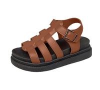 Genérico Zapatos De Mujer Sandalias retro de verano tejidas ra mujer zapatos lanos uela gruesa sandalias informales y cómodas Rosa lo Fiesta (Brown, 38)