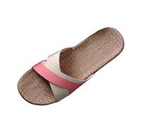 Genérico Zapatos De Mujer Verano Zuecos Mujer Zapatillas de casa de Lino de Verano, Zapatillas de casa de algodón y Lino para el, Gruesas Antideslizantes, Sandalias Fascitis Plantar Mujer (Pink, 38)