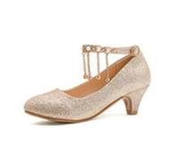 Genérico Zapatos De Novia con Brillo Brillante Strass Punta Fina Tacón Bajo | Zapatos Novia Brillantina Punta Redonda Tacón Kitten Correa Strass Flecos Lentejuelas Brillantes Tacón Boda
