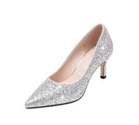 Genérico Zapatos De Novia De Boda para Mujer Sin Cordones | Zapatos De Corte Con Punta Puntiaguda Y Brillo, Tacones De Aguja Para Fiesta Nocturna O Baile De GraduacióN