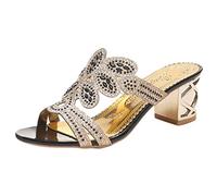 Genérico Zapatos de Tacon Mujer Anchas Sandalias Verano Bohemia Sandalias Slipper dedo del Pie Zapatos Casual Sandalia Fucsia Mujer de Verano (Black,39)