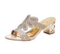 Genérico Zapatos de Tacon Mujer Anchas Sandalias Verano Bohemia Sandalias Slipper dedo del Pie Zapatos Casual Sandalia Fucsia Mujer de Verano (Beige,41)