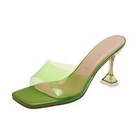 Genérico Zapatos de Tacon Mujer Sandalias Blancas Anchas Mujeres Alta Wear Heeled Slippers Solid Slippers Color Alta Boca Sandalias Sexy Fish Heeled Mujeres Sandalia deportivas Negras (Green,40)
