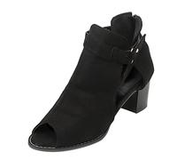 Genérico Zapatos de Tacon Mujer Sandalias Confort Anchas Fish Fashion Ladies Sandals Shoes Spring Out Summer Hollow Mouth Mujeres Sandalias Femeninas de Cuña Mujer Planas (Black,40)