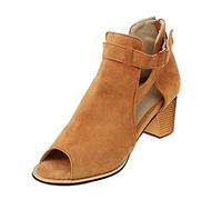 Genérico Zapatos de Tacon Mujer Sandalias Confort Anchas Fish Fashion Ladies Sandals Shoes Spring Out Summer Hollow Mouth Mujeres Sandalias Femeninas de Cuña Mujer Planas (Brown,39)