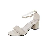 Genérico Zapatos de Tacon Mujer Sandalias Negras Anchas Sandalias para Mujer Damas Toe Causal Zapatos Hollow Out Tacones Altos Cuñas Negras Verano Comodos (Beige,37)