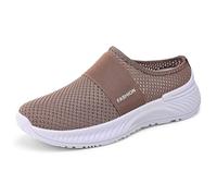 Genérico Zapatos de verano casuales para mujer, transpirables, no sofocante, con un estribo, medias zapatillas, suelas suaves, zapatos ortopédicos para mujer, café, 37 EU