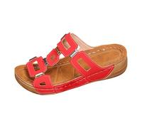 Genérico Zapatos De Verano Para Mujer Mules De Cuero Cós Verano Para Mujer, Modernas, Con Cuña Y, Pantuflaspremium Sandalias Bohemias Antideslizantes Y Transpirables Con Punta Abierta Tacón Bloque