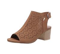 Genérico Zapatos de Vestir Mujer Sandalias de Verano Anchas Mujeres Verano Sólido Gancho Bucle Casual Ahueca Hacia Fuera Punta Abierta Tacones Cuadrados Cómodos Sandalia Cuero Mujer (Brown,37)