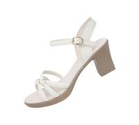 Genérico Zapatos de Vestir Mujer Sandalias Marrones Anchas Sandalias de Verano para Mujer Con Hebilla Una Sola Línea Y Punta Abierta Y Tacón Sandalia Tacon Bajo Plateado Negras (White,38)