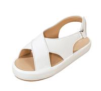 Genérico Zapatos De Vestir Mujer Sandalias planas de mujer con uela gruesa, tira y diseño calado, cómodas y casuales. Zapatos Tacon Comodos (White, 43)