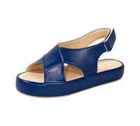 Genérico Zapatos De Vestir Mujer Sandalias planas de mujer con uela gruesa, tira y diseño calado, cómodas y casuales. Zapatos Tacon Comodos (Blue, 40)