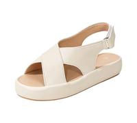Genérico Zapatos De Vestir Mujer Sandalias planas de mujer con uela gruesa, tira y diseño calado, cómodas y casuales. Zapatos Tacon Comodos (Beige, 38)
