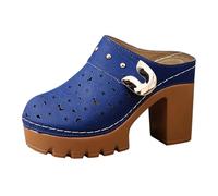 Genérico Zapatos de Vestir Mujer Sandalias Verano Comodas Sandalias de Tacón Grueso Con Parte Superior Anudada Verano,Informales,A La,Cómodas Y Versátiles,Con Sandalia Ancho (Blue,42)