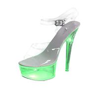 Genérico Zapatos de Vestir Mujer Zapatos de Verano Mujer Tacón Sexy Transparentes Con Luces Colores para 15Cm Sandalia Comodas Verano Comodos (Green,42)