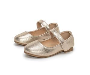 Genérico Zapatos de vestir para niñas Mary Jane bailarinas princesas para boda planos de noche para fiesta y escuela. (Gold 24.5 Toddler) 2026