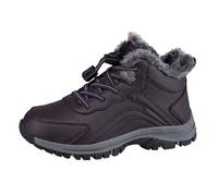 Genérico Zapatos Deportivos De Alta Gama para Mujeres Otoño Invierno Exterior Algodón Cuero Antideslizante Caminar Caliente Engrosamiento, morado, 38 EU