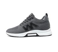 Genérico Zapatos Deportivos de Malla para Hombre diseño Ligero y Transpirable con Cordones tacón Oculto Elevador de 10 cm Calzado Informal de Entrenamiento (Grey, 42)