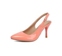 Genérico Zapatos Destalonados Mujer Punta Fina Charol Brillante Sandalias Verano Tacón Aguja Alto Tobillo Ajustable Calzado Vestir Fiesta Boda