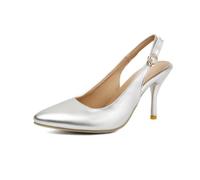 Genérico Zapatos Destalonados Mujer Punta Fina Charol Brillante Sandalias Verano Tacón Aguja Alto Tobillo Ajustable Calzado Vestir Fiesta Boda