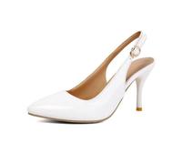 Genérico Zapatos Destalonados Mujer Punta Fina Charol Brillante Sandalias Verano Tacón Aguja Alto Tobillo Ajustable Calzado Vestir Fiesta Boda