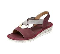 Genérico Zapatos Dorados Fiesta Sandalias de mujer ligeras con puntera abierta cuña uela uave y banda elástica ideales para actividades al ire libre Zapatos Comodos (Red, 41)