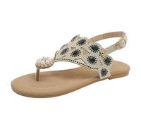 Genérico Zapatos Fiesta Comodos Chanclas lanas estilo boho con edrería ra mujer, sandalias planas rillantes con tira en T, erlas y tira en el tobillo. Sandalias Tacon Mujer (39)