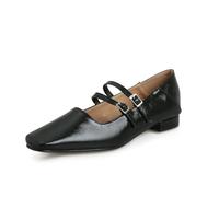 Genérico Zapatos Mary Jane Mujer Punta Cuadrada Correa Al Tobillo con Doble Hebilla Ajustable Tacón Grueso Bajo Sandalias De Verano para Oficina Y Ocio