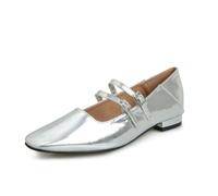 Genérico Zapatos Mary Jane Mujer Punta Cuadrada Correa Al Tobillo con Doble Hebilla Ajustable Tacón Grueso Bajo Sandalias De Verano para Oficina Y Ocio
