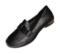 Genérico Zapatos Mujer británicos Cuero Punta Redonda Casuales cómodos clásicos Diarios (Black, 40)