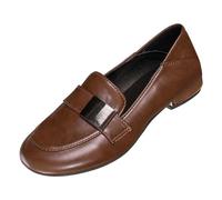 Genérico Zapatos Mujer británicos Cuero Punta Redonda Casuales cómodos clásicos Diarios (Brown, 35)