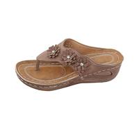 Genérico Zapatos Mujer Comodos Vestir Chanclas lataforma cuña iamantes imitación florales sandalias deslizantes ire libre Sandalias Cuña ligeros cómodos elegantes (Brown, 37)