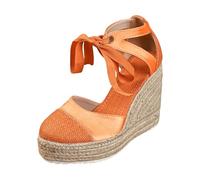 Genérico Zapatos Mujer Comodos Vestir Sandalias Cuña Punta Redonda Bloques Color Cómodas Elegantes L zo Calado Cuña Ligeras Antideslizantes Transpirables Verano (Orange, 37)