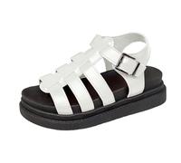 Genérico Zapatos Mujer Comodos Vestir Sandalias retro de verano tejidas para mujer, zapatos de gruesa, sandalias informales y cómodas (White, 42)