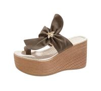 Genérico Zapatos Mujer Cuña Tacones Altos Bandeja Sandalias Mujer Verano Playa Con Lazo Bohemio Cómodas Con Soporte Arco Plantar Mary Jane Elegante Vintage Sandalias Cuñas, gris, 39 EU