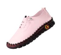 Genérico Zapatos Mujer de Piel Flexible, Corte Transpirable y Acabados Costurados, Suela de Plataforma Espesada, Grandes Tamaños, Estilo Retro Romano, para Caminar Diario Primavera-Verano, rosa, 37 EU
